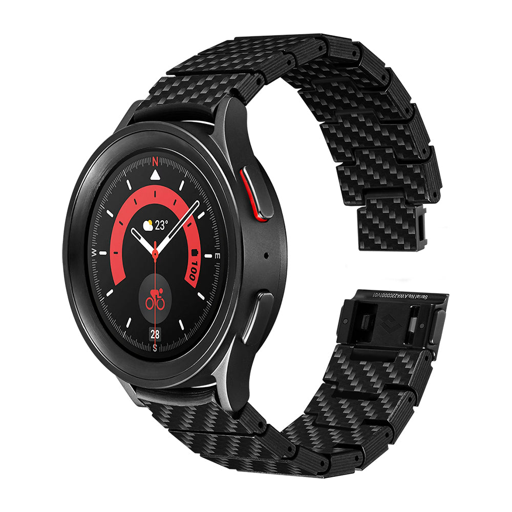 Galaxy Watch 5 44mm Karbon Fiber Pitaka Modern Serisi Black-Grey Twill Kordon Galaxy Watch 5 44mm Karbon Fiber Pitaka Modern Serisi Black-Grey Twill Kordon